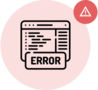 terminal console showing Error message with a
                                warning sign in the top right