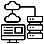 Computer and server via cloud icon