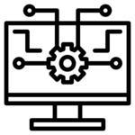 Computer chip nodes connection icon