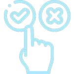 hand picking between a check and a cross icon