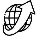 internet globe with an arrow heading upwards