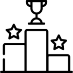 ranking trophy icon with stars as second and third place