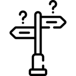 signpost with question marks icon