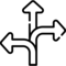 Arrow splitting into three paths