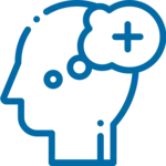 thinking plus dream bubble blue icon