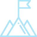 Mountain with a flag planted at the top