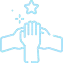 Three hands with a star above